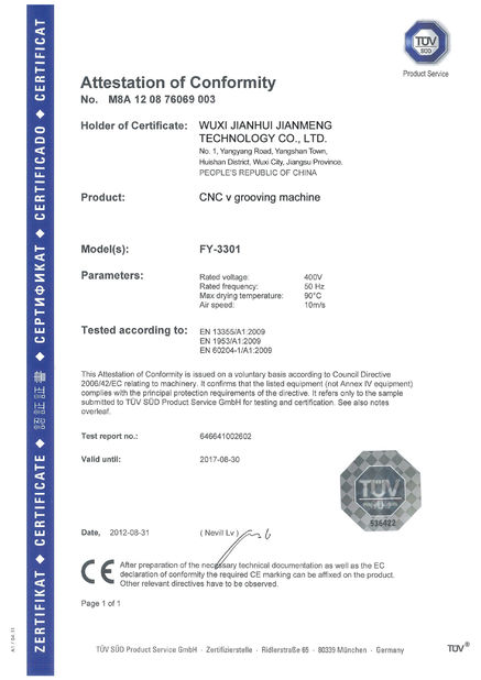 중국 Wuxi Jianhui Jianmeng Technology Co., Ltd. 인증