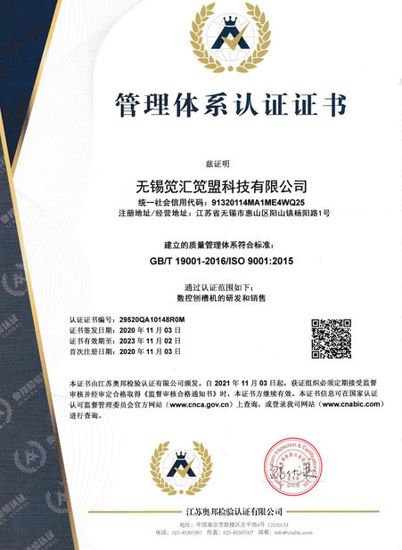 중국 Wuxi Jianhui Jianmeng Technology Co., Ltd. 인증